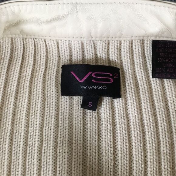 VS2 by Vakko leather and wool sweater jacket ladies size small - Picture 3 of 14